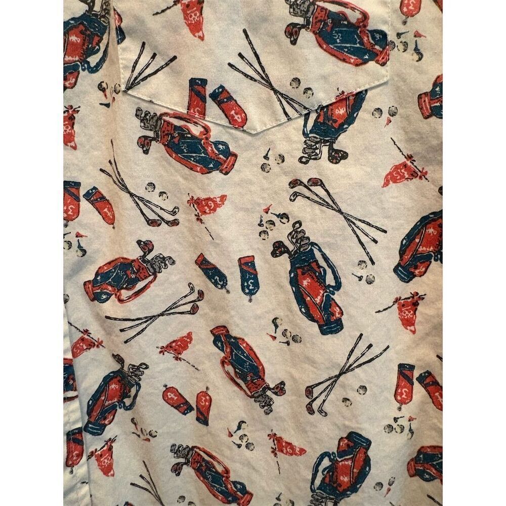 J.Crew Men's Large Beige Golf Graphic Print Short Sleeve Button-Up Shirt - Picture 5 of 10